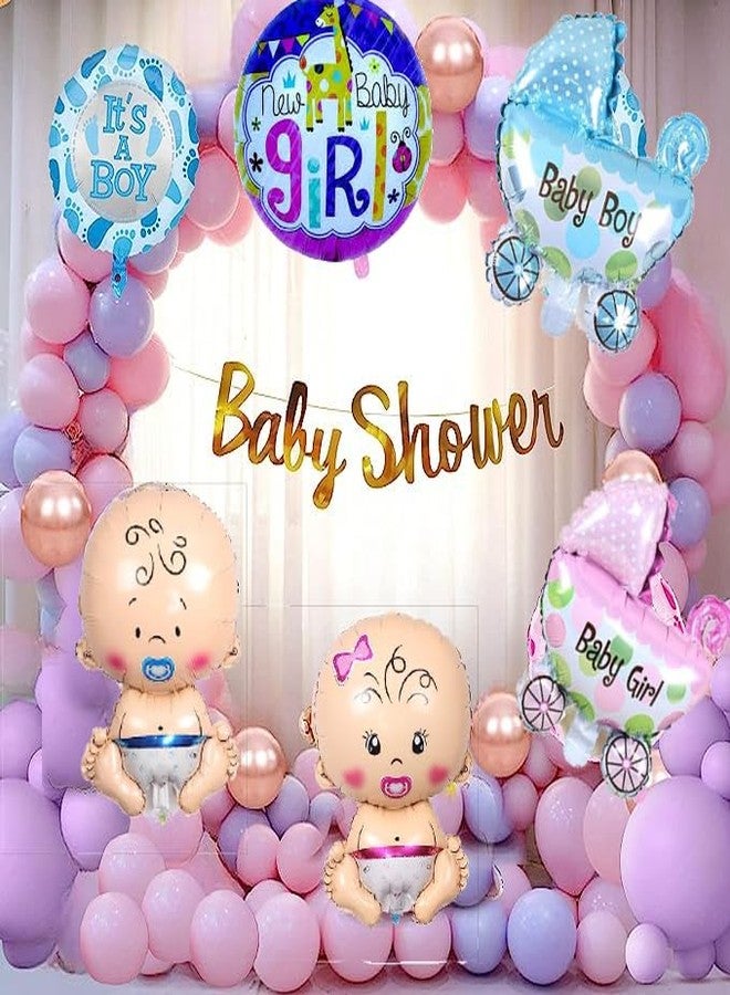 مجموعة زينة حفل استقبال المولود الجديد من GROOVY DUDZ - 48 قطعة: بالونات لاتكس، بالونات فويل لعربة الأطفال، بالونات فويل دائرية على شكل طفل، مثالية لجلسات تصوير الحمل والولادة. - Image 1